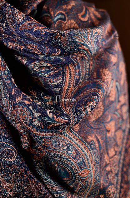 Pashtush India 70x200 Pashtush Mens fine Soft Ethnic Stole Navy Blue