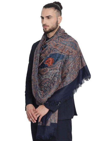 Pashtush India 70x200 Pashtush Mens fine Soft Ethnic Stole Navy Blue