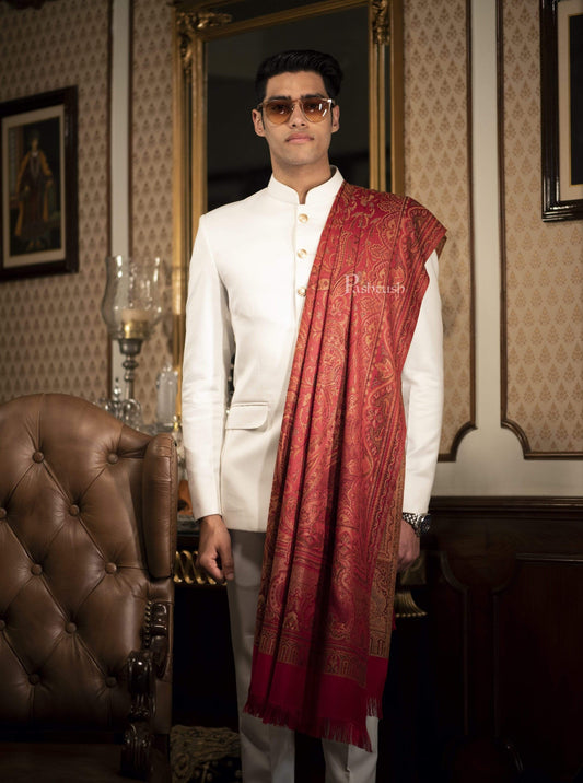 Pashtush India 100x200 Pashtush Mens fine Soft Ethnic Stole, Reversible