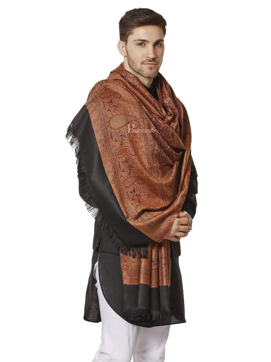 Pashtush India 100x200 PASHTUSH MENS FINE SOFT ETHNIC STOLE, Reversible