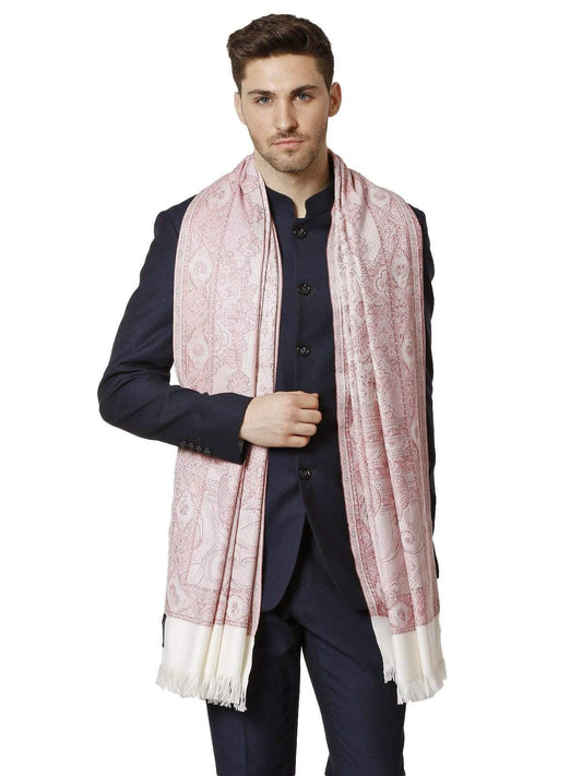 Pashtush India 100x200 PASHTUSH MENS FINE SOFT ETHNIC STOLE, REVERSIBLE