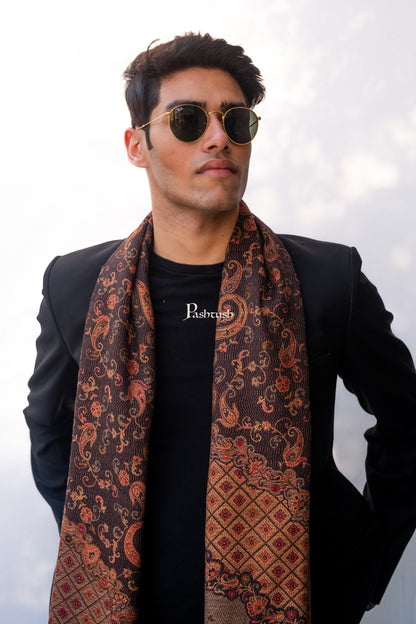 Pashtush India Mens Scarves Stoles and Mufflers Pashtush Mens Fine Soft Ethnic Stole, Reversible