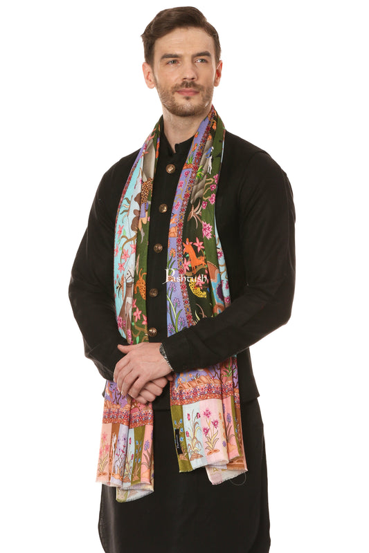 Pashtush India Mens Scarves Stoles and Mufflers Pashtush Mens Fine Soft Ethnic Stole, Shikaardar Design