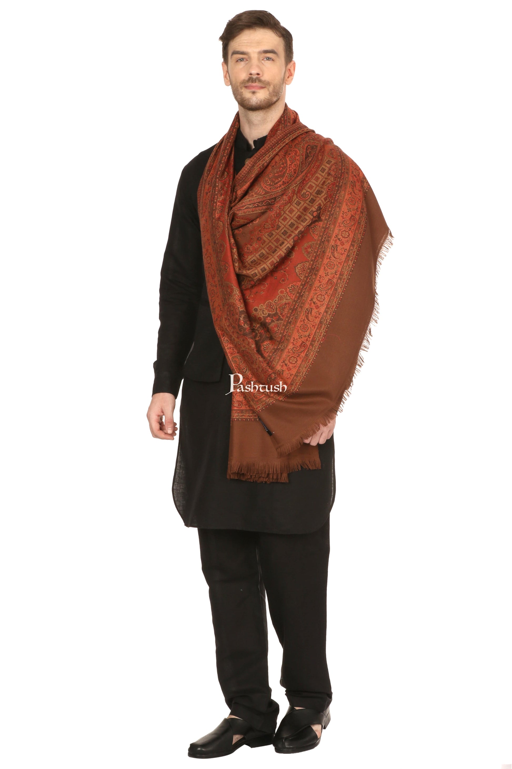 Pashtush India Mens Scarves Stoles and Mufflers Pashtush Mens Fine Soft Ethnic Stole Stole