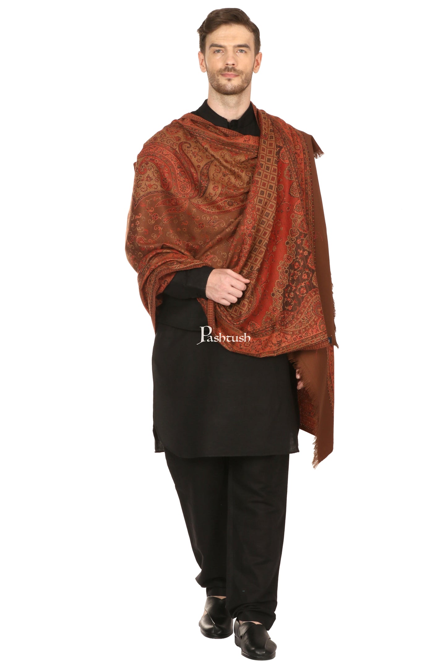 Pashtush India Mens Scarves Stoles and Mufflers Pashtush Mens Fine Soft Ethnic Stole Stole