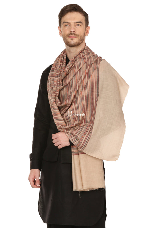 Pashtush India Mens Scarves Stoles and Mufflers Pashtush Mens Fine Soft Striped Stole