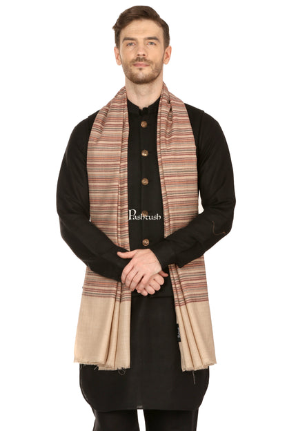 Pashtush India Mens Scarves Stoles and Mufflers Pashtush Mens Fine Soft Striped Stole