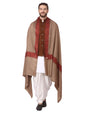 Pashtush India Mens Shawls Gents Shawl Pashtush Mens Fine Wool Border Embroidery Shawl, Intricate Border Needlework Embroidery - Medium Size