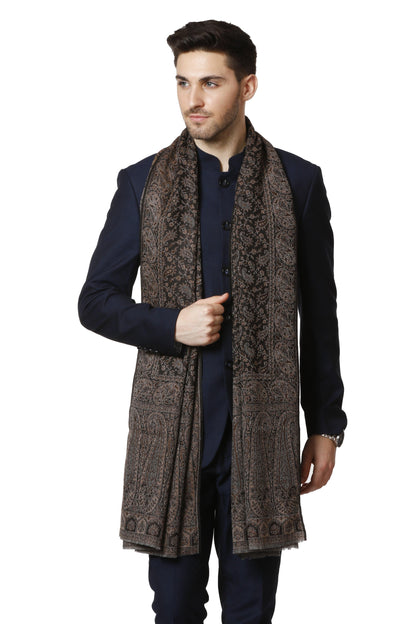 Pashtush India 70x200 Pashtush Mens Fine Wool Ethnic Stole