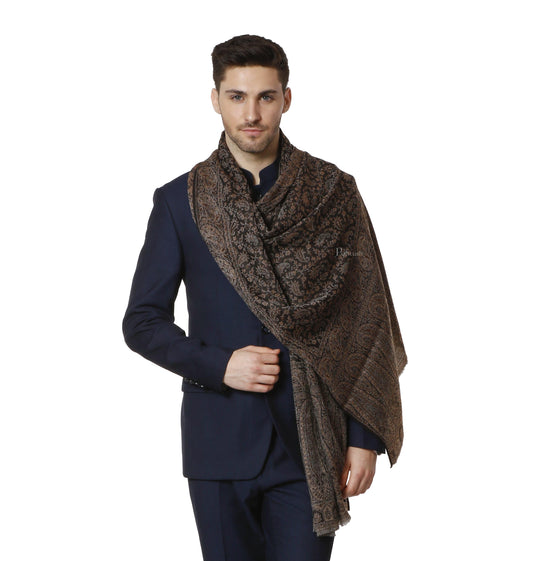 Pashtush India 70x200 Pashtush Mens Fine Wool Ethnic Stole