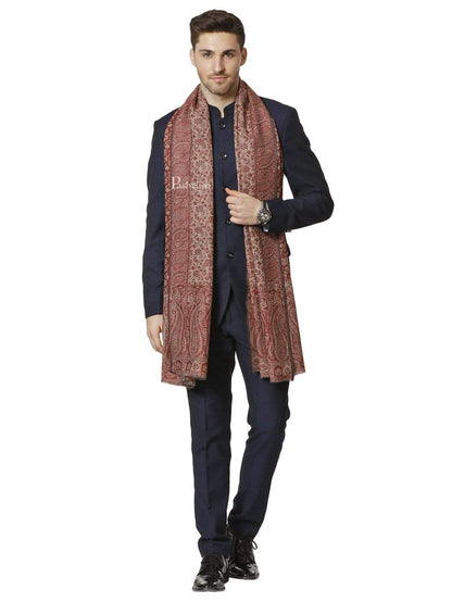 Pashtush India 70x200 Pashtush Mens Fine Wool Ethnic Stole, With Paisley Weave