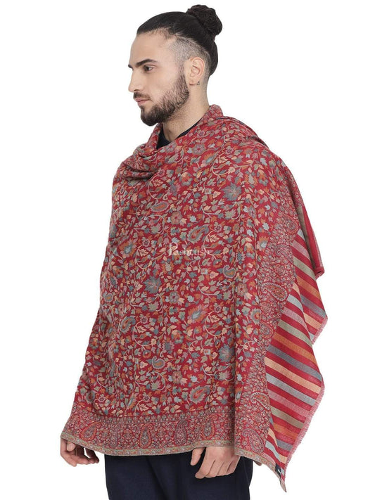Pashtush India 100x200 Pashtush Mens Fine Wool Ethnic Weave Stole, Soft and Warm