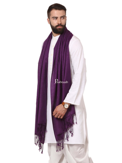 Pashtush India Mens Scarves Stoles and Mufflers Pashtush Mens Fine Wool Jacquard Muffler, Deep Purple