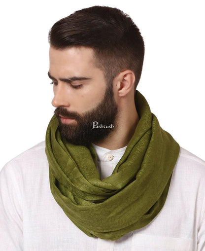 Pashtush India Mens Scarves Stoles and Mufflers Pashtush Mens Fine Wool Jacquard Muffler, Emerald Green