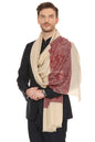 Pashtush India Mens Scarves Stoles and Mufflers Pashtush Mens Fine Wool Jacquard Stole, Beige