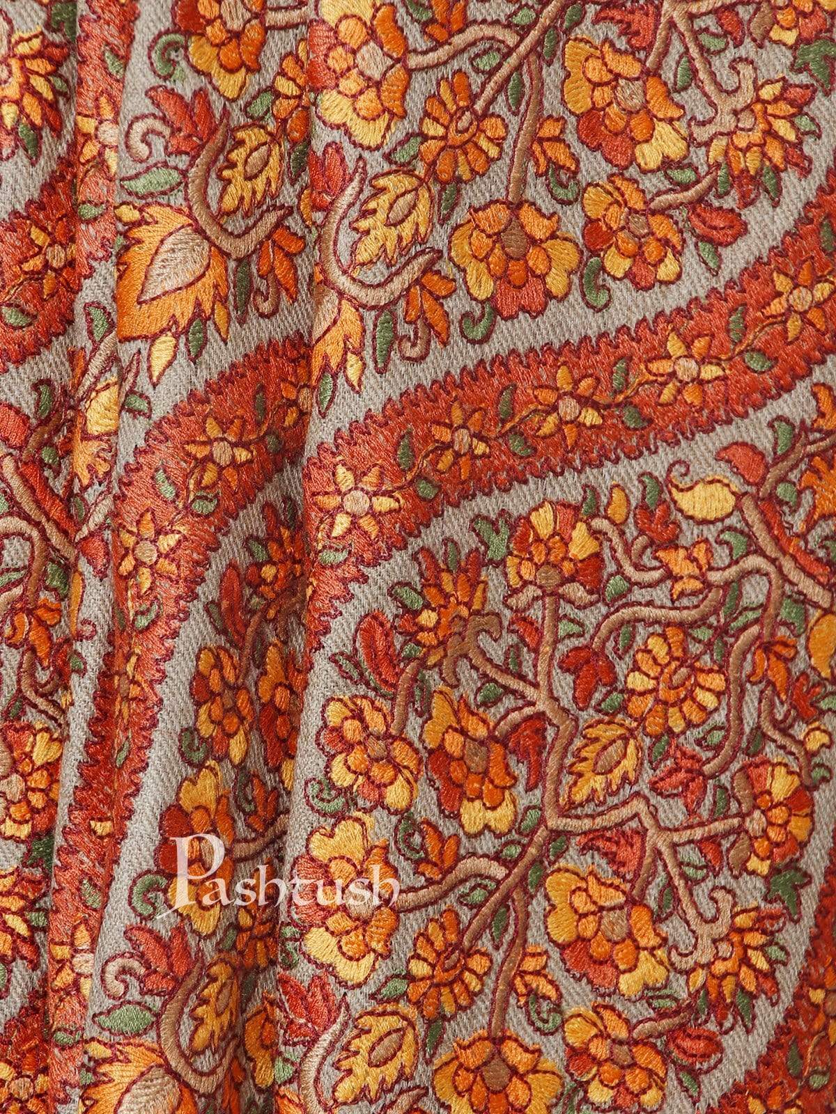 Pashtush India 100x200 PASHTUSH MENS FINE WOOL , KASHMIRI SOZNI EMBROIDERY STOLE