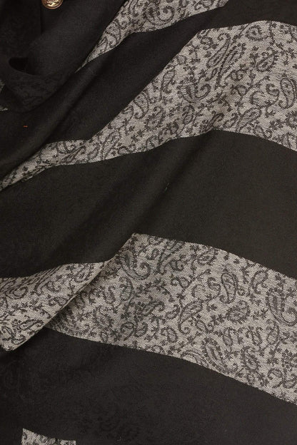 Pashtush India 70x200 Pashtush Mens Fine Wool Reversible Muffler - Black