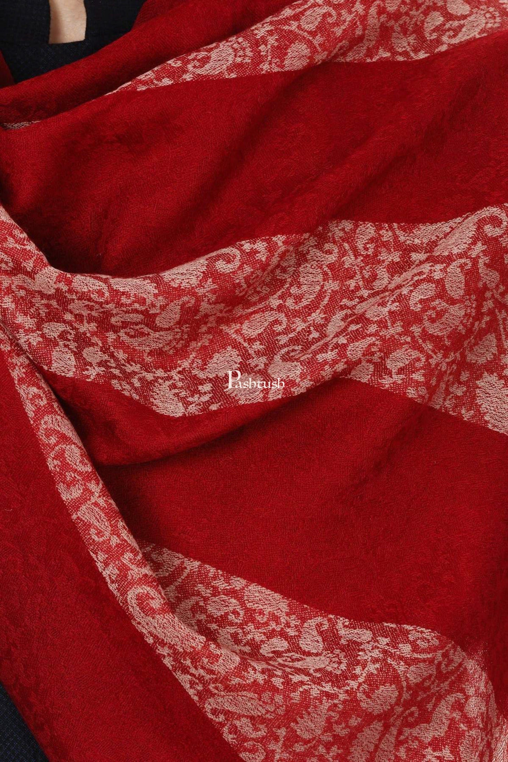 Pashtush India Mens Scarves Stoles and Mufflers Pashtush Mens Fine Wool Reversible Muffler, Soft And Warm - Crimson