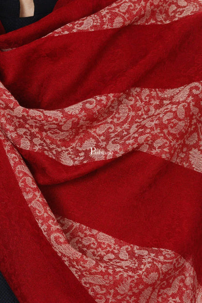 Pashtush India Mens Scarves Stoles and Mufflers Pashtush Mens Fine Wool Reversible Muffler, Soft And Warm - Crimson