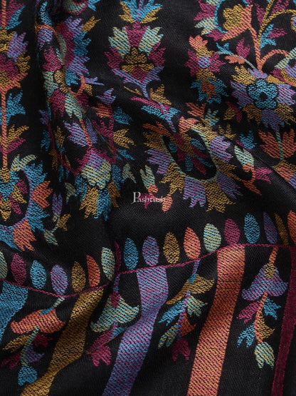 Pashtush India Mens Shawls Gents Shawl Pashtush mens Fine Wool shawl, Ethnic design, Black, Mens Lohi, Full Size