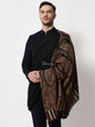 Pashtush India Mens Shawls Gents Shawl Pashtush Mens Fine Wool Shawl, Royal Collection, Palle-Dar Shawl, With Antique Jama Palla, Black, Full Size