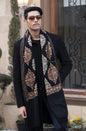 Pashtush India 70x200 Pashtush Mens Fine Wool, Silky Embroidery Needlework Stole, Black