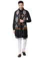 Pashtush India 70x200 Pashtush Mens Fine Wool, Silky Embroidery Needlework Stole, Black