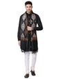 Pashtush India 70x200 Pashtush Mens Fine Wool, Silky Embroidery Needlework Stole, Black