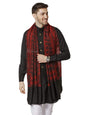 Pashtush India 70x200 Pashtush Mens Fine Wool Stole, Ikkat Design, Maroon and Black
