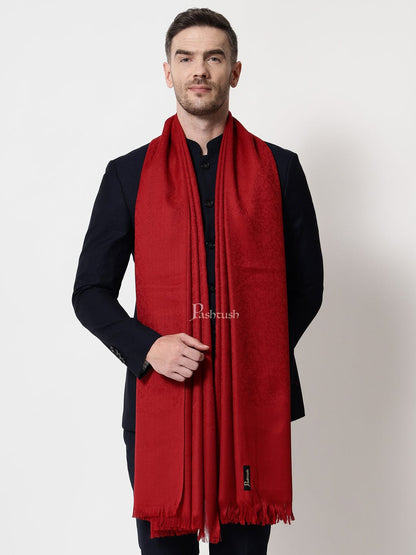 Pashtush India Mens Scarves Stoles and Mufflers Pashtush mens Fine Wool stole, jacquard design, Maroon