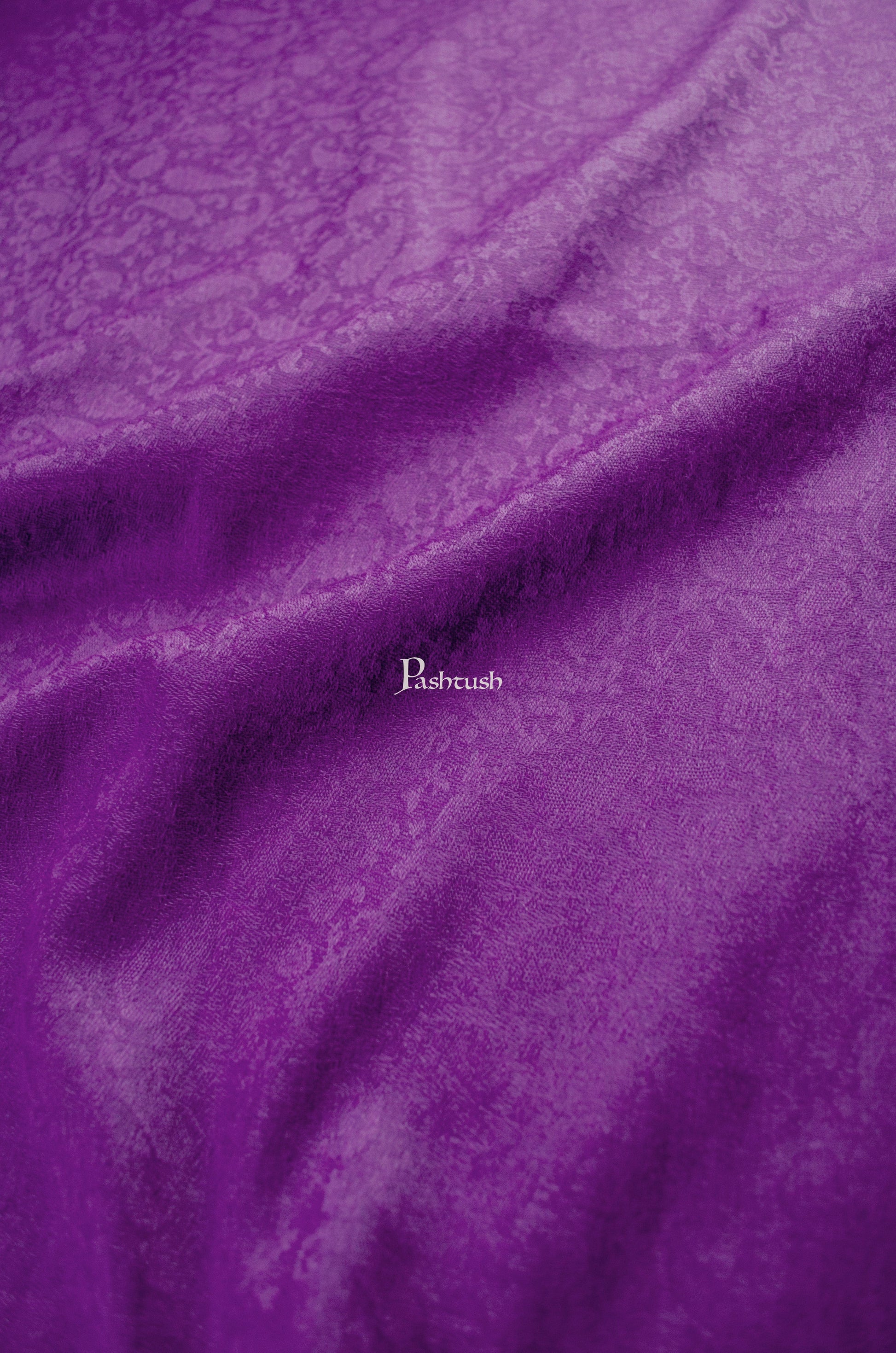 Pashtush India Womens Shawls Pashtush Mens Fine Wool Stole, Self Pasiley Weave Design, Purple
