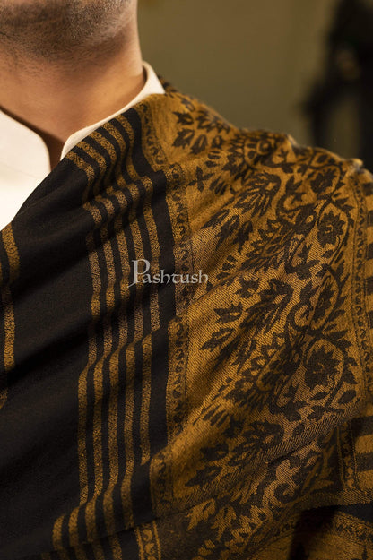 Pashtush Store Stole Pashtush Mens Fine Wool Stole, Tuscan Sun, Black