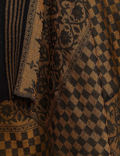 Pashtush India 70x200 Pashtush Mens Fine Wool Stole, Tuscan Sun, Black