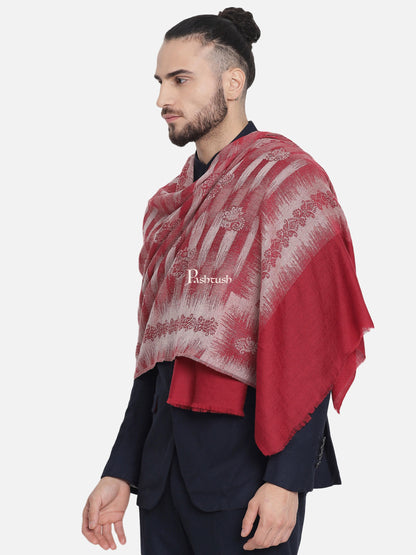 Pashtush India Mens Scarves Stoles and Mufflers Pashtush Mens Fine Wool Striped Red Muffler, Soft And Warm Stole Scarf