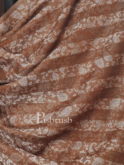 Pashtush India 70x200 Pashtush Mens Fine Wool Striped Stole, Espresso