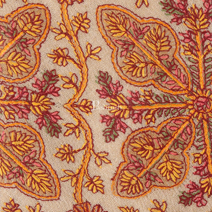 Pashtush India Mens Neckties Ties for Men Pashtush mens Fine Wool tie, Embroidered design, Beige