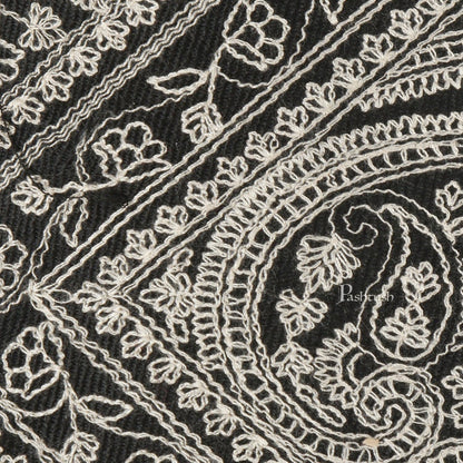 Pashtush India Mens Neckties Ties for Men Pashtush mens Fine Wool tie, Embroidered design, Black