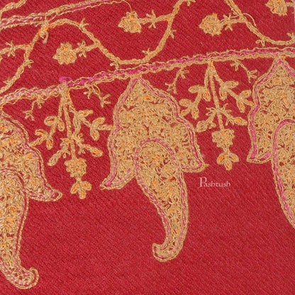 Pashtush India Mens Neckties Ties for Men Pashtush mens Fine Wool tie, Embroidered design, Maroon
