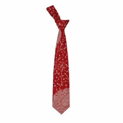 Pashtush India Mens Neckties Ties for Men Pashtush mens Fine Wool tie, Embroidered design, Red