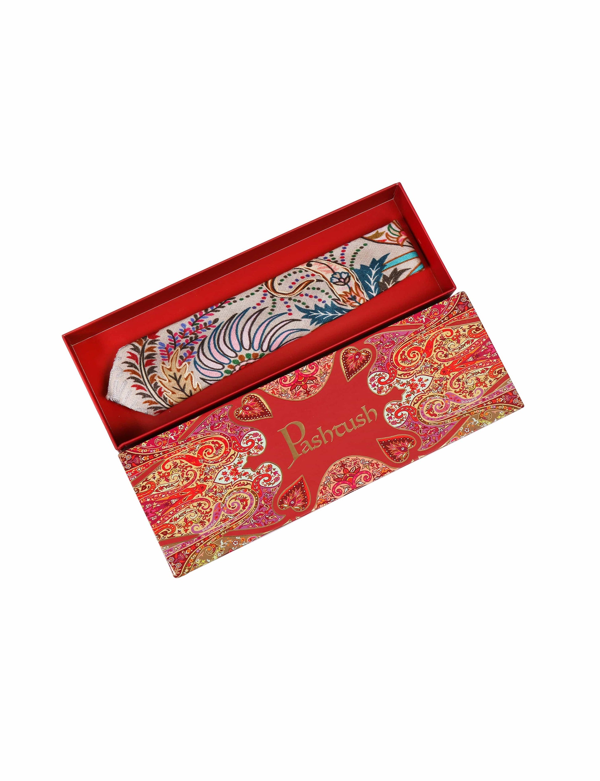 Pashtush India Mens Neckties Ties for Men Pashtush mens Fine Wool tie, kalamkari embroidery design, Multicolour