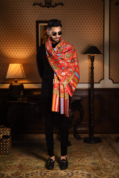 Pashtush India 70x200 Pashtush Mens Hand Embroidery Kalamkari Stole