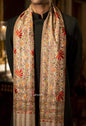 Pashtush India 70x200 Pashtush Mens Hand Embroidery Nalki Stole, Multicoloured