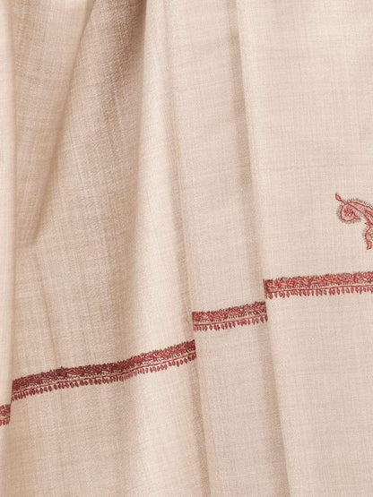 Pashtush India 127x254 Pashtush Mens Hand Embroidery Shawl, Woollen Shawl with Kashmiri Kingri Design, Full Size (Beige)