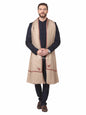 Pashtush India Mens Shawls Gents Shawl Pashtush Mens Hand Embroidery Shawl, Woollen Shawl With Kingri Design Embroidery Full Size (Beige)