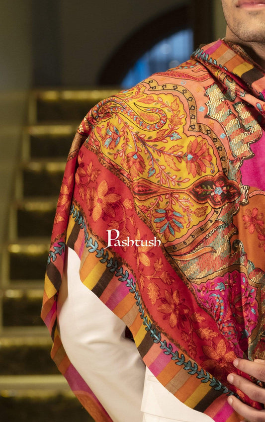 Pashtush Shawl Store Stole Pashtush Mens Handworked, Painted Kalamkari Embroidery Stole