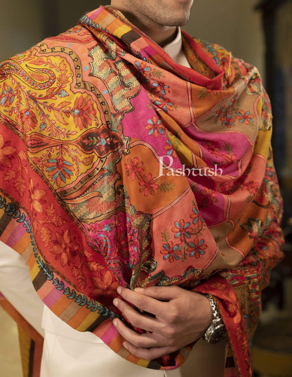 Pashtush Shawl Store Stole Pashtush Mens Handworked, Painted Kalamkari Embroidery Stole