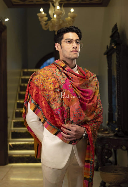 Pashtush Shawl Store Stole Pashtush Mens Handworked, Painted Kalamkari Embroidery Stole