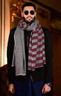 Pashtush India 70x200 Pashtush Mens Herringbone Pattern Weave Warm Woollen Scarf, Grey