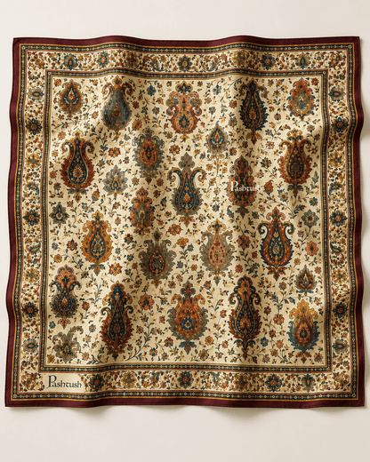 Pashtush India Gift Pack Pashtush Mens Ivory Ambi Sartorial Pocket Square, Antique Paisley, Ultra Soft Silky