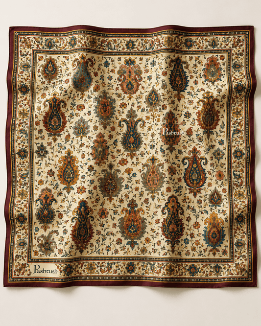 Pashtush India Gift Pack Pashtush Mens Ivory Ambi Sartorial Pocket Square, Antique Paisley, Ultra Soft Silky